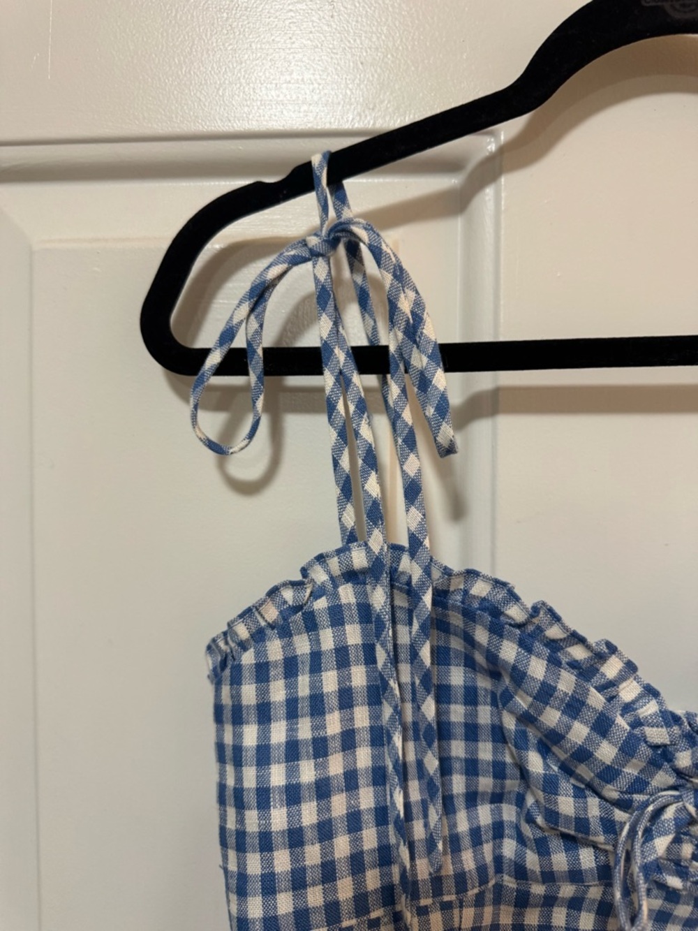 NWT Reformation Holcomb Linen Top Azure Check Size 6 $128 - Picture 5 of 12